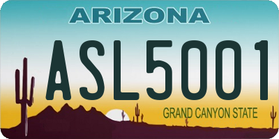 AZ license plate ASL5001