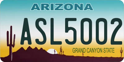 AZ license plate ASL5002
