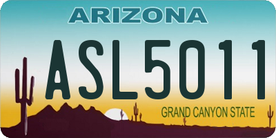 AZ license plate ASL5011