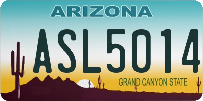 AZ license plate ASL5014