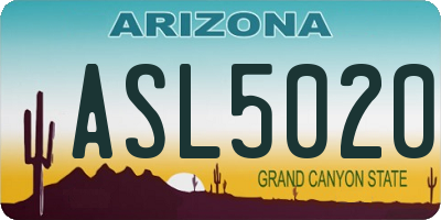 AZ license plate ASL5020