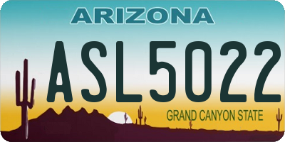 AZ license plate ASL5022