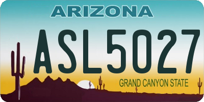 AZ license plate ASL5027