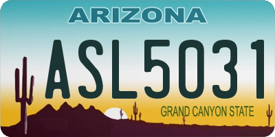 AZ license plate ASL5031