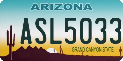 AZ license plate ASL5033