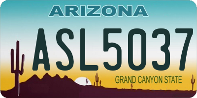 AZ license plate ASL5037