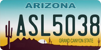 AZ license plate ASL5038