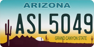AZ license plate ASL5049