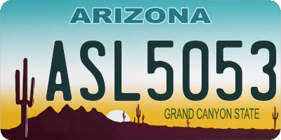 AZ license plate ASL5053
