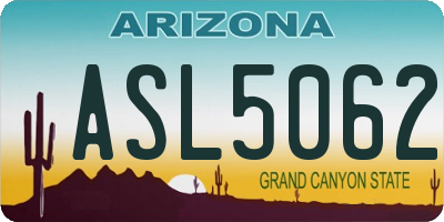 AZ license plate ASL5062