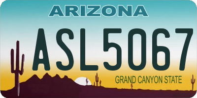 AZ license plate ASL5067
