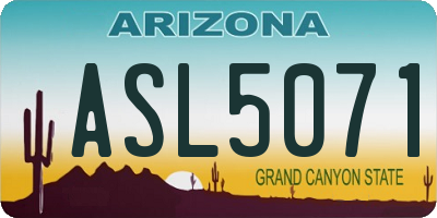 AZ license plate ASL5071