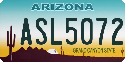 AZ license plate ASL5072