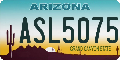 AZ license plate ASL5075
