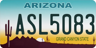 AZ license plate ASL5083