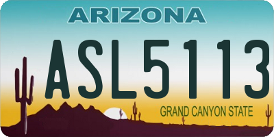 AZ license plate ASL5113