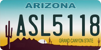 AZ license plate ASL5118