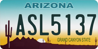 AZ license plate ASL5137