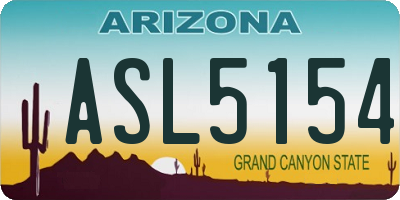 AZ license plate ASL5154