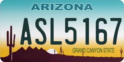 AZ license plate ASL5167