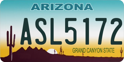 AZ license plate ASL5172