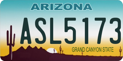 AZ license plate ASL5173