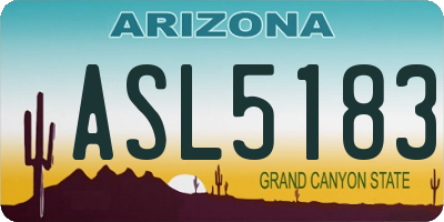 AZ license plate ASL5183
