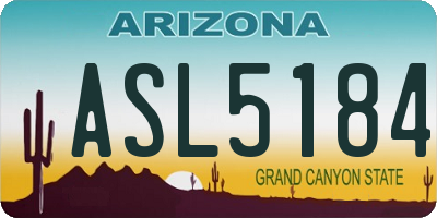AZ license plate ASL5184