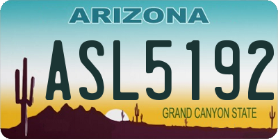 AZ license plate ASL5192