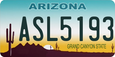 AZ license plate ASL5193