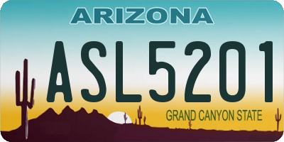 AZ license plate ASL5201