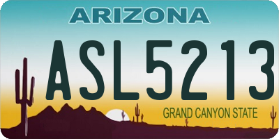 AZ license plate ASL5213