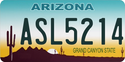 AZ license plate ASL5214