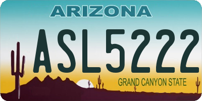 AZ license plate ASL5222