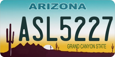 AZ license plate ASL5227
