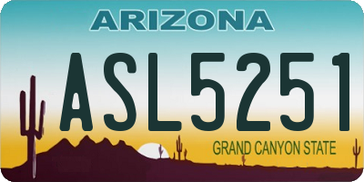 AZ license plate ASL5251