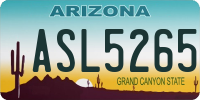 AZ license plate ASL5265