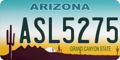 AZ license plate ASL5275
