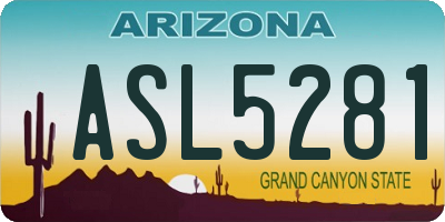 AZ license plate ASL5281