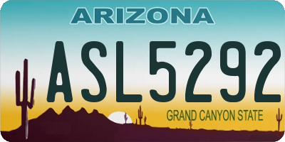 AZ license plate ASL5292