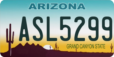 AZ license plate ASL5299