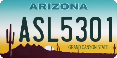AZ license plate ASL5301
