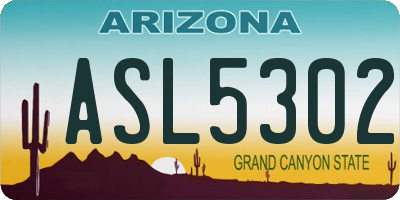 AZ license plate ASL5302