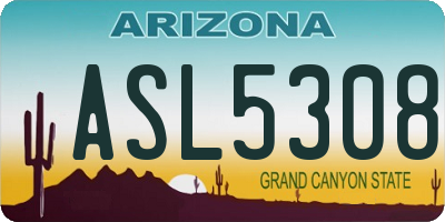 AZ license plate ASL5308