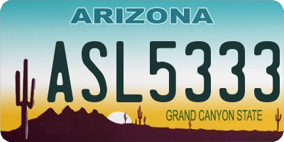 AZ license plate ASL5333