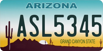 AZ license plate ASL5345