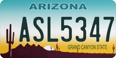 AZ license plate ASL5347