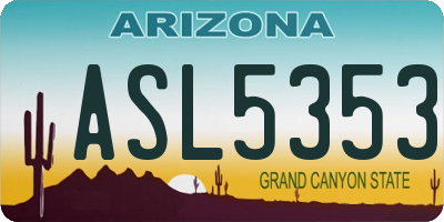AZ license plate ASL5353