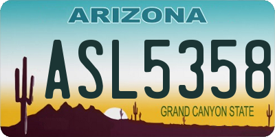 AZ license plate ASL5358