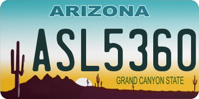 AZ license plate ASL5360